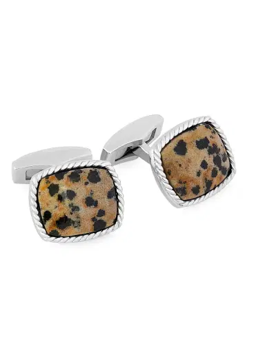 Tateossian Men's Dalmation Jasper & Sterling Silver Cufflinks | Thumbnail 1 Tateossian Men's Dalmation Jasper & Sterling Silver Cufflinks | Thumbnail 1