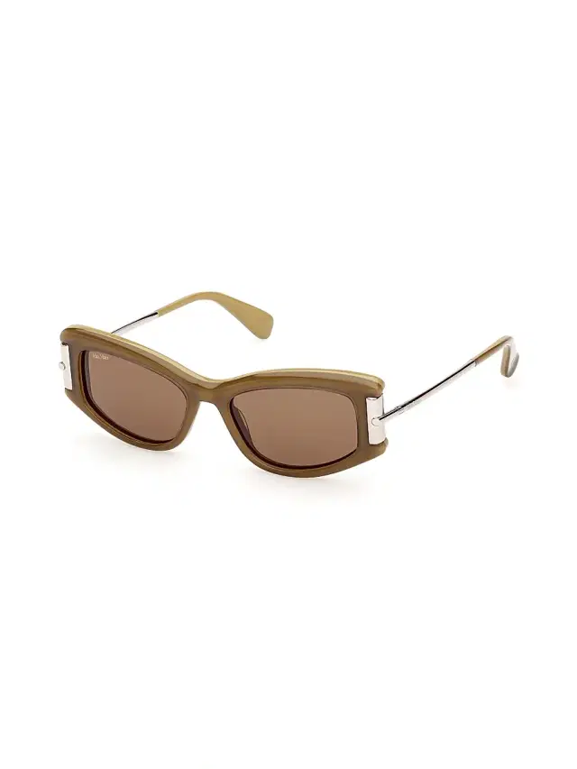 Max Mara Women's 52MM Rectangular Sunglasses - Silver Brown