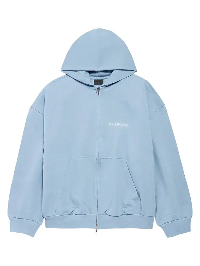 Men's Zip-Up Regular Fit Hoodie - Light Blue White