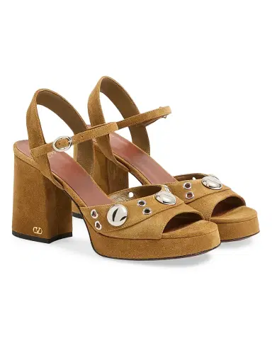 Valentino Garavani Women's Nellcote 90MM Platform Sandals in Split Leather - Havana Beige - Size 5 | Thumbnail 2 Valentino Garavani Women's Nellcote 90MM Platform Sandals in Split Leather - Havana Beige - Size 5 | Thumbnail 2