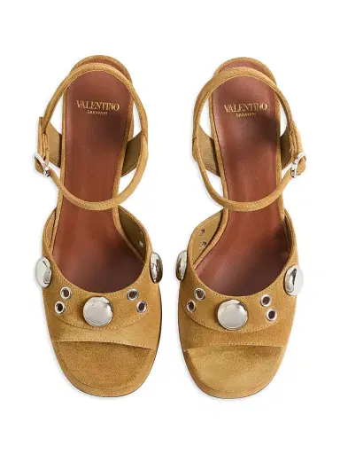 Valentino Garavani Women's Nellcote 90MM Platform Sandals in Split Leather - Havana Beige - Size 5 | Thumbnail 4 Valentino Garavani Women's Nellcote 90MM Platform Sandals in Split Leather - Havana Beige - Size 5 | Thumbnail 4