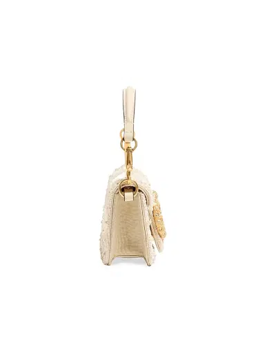 Valentino Garavani Women's Locò Small Embroidered Shoulder Bag with Jewel Logo - Butter | Thumbnail 6 Valentino Garavani Women's Locò Small Embroidered Shoulder Bag with Jewel Logo - Butter | Thumbnail 6