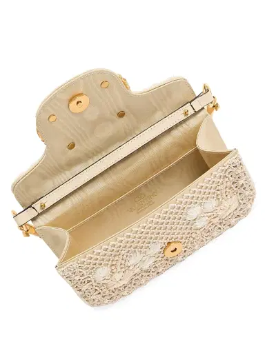 Valentino Garavani Women's Locò Small Embroidered Shoulder Bag with Jewel Logo - Butter | Thumbnail 7 Valentino Garavani Women's Locò Small Embroidered Shoulder Bag with Jewel Logo - Butter | Thumbnail 7