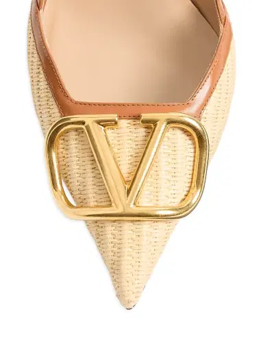 Valentino Garavani Women's VLogo 80MM Signature Raffia Slingback Pumps | Thumbnail 5