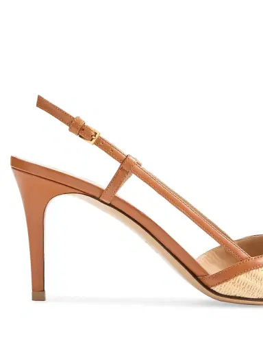 Valentino Garavani Women's VLogo 80MM Signature Raffia Slingback Pumps | Thumbnail 6