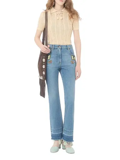 Valentino Garavani Women's Embroidered Cotton Knit Polo Shirt - Ivory - Size XL | Thumbnail 7 Valentino Garavani Women's Embroidered Cotton Knit Polo Shirt - Ivory - Size XL | Thumbnail 7