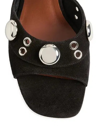 Valentino Garavani Women's Nellcote 75MM Slide Sandals in Split Leather - Black - Size 5.5 | Thumbnail 5 Valentino Garavani Women's Nellcote 75MM Slide Sandals in Split Leather - Black - Size 5.5 | Thumbnail 5