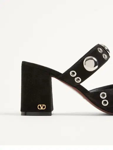Valentino Garavani Women's Nellcote 75MM Slide Sandals in Split Leather - Black - Size 5.5 | Thumbnail 6 Valentino Garavani Women's Nellcote 75MM Slide Sandals in Split Leather - Black - Size 5.5 | Thumbnail 6