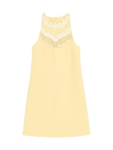 Valentino Garavani Women's Embroidered Crepe Couture Short Dress - Yellow - Size 2 | Thumbnail 1 Valentino Garavani Women's Embroidered Crepe Couture Short Dress - Yellow - Size 2 | Thumbnail 1