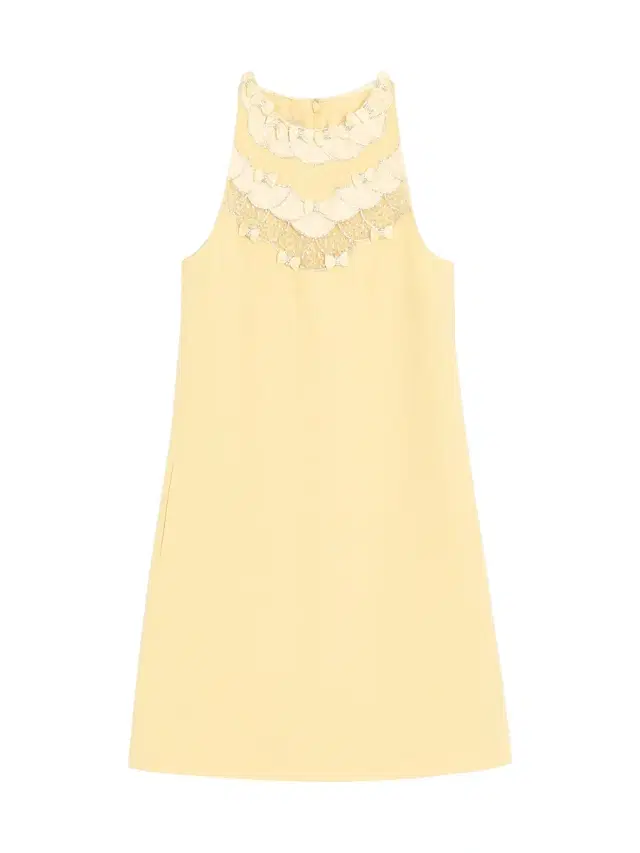 Valentino Garavani Women's Embroidered Crepe Couture Short Dress - Yellow