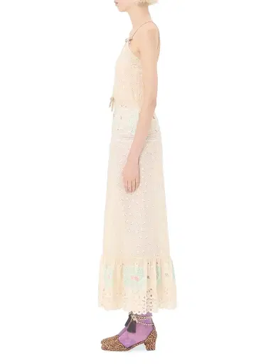 Valentino Garavani Women's Sangallo Midi Dress with Fleur A Jours Fiori - Azure Yellow | Thumbnail 3 Valentino Garavani Women's Sangallo Midi Dress with Fleur A Jours Fiori - Azure Yellow | Thumbnail 3