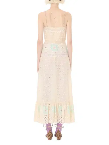 Valentino Garavani Women's Sangallo Midi Dress with Fleur A Jours Fiori - Azure Yellow | Thumbnail 4 Valentino Garavani Women's Sangallo Midi Dress with Fleur A Jours Fiori - Azure Yellow | Thumbnail 4