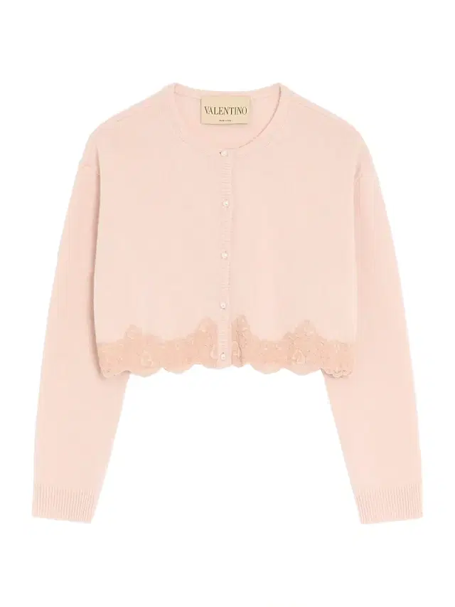 Valentino Garavani Women's Wool Cardigan with Lace - Pink