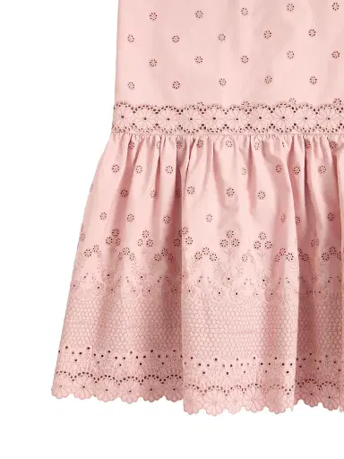 Valentino Garavani Women's Midi Dress in Sangallo with Fleur A Jours Margheritine - Pink - Size 6 | Thumbnail 6