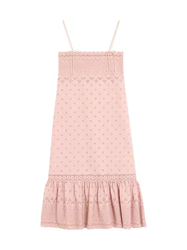 Valentino Garavani Women's Midi Dress in Sangallo with Fleur A Jours Margheritine - Pink - Size 6 | Thumbnail 1