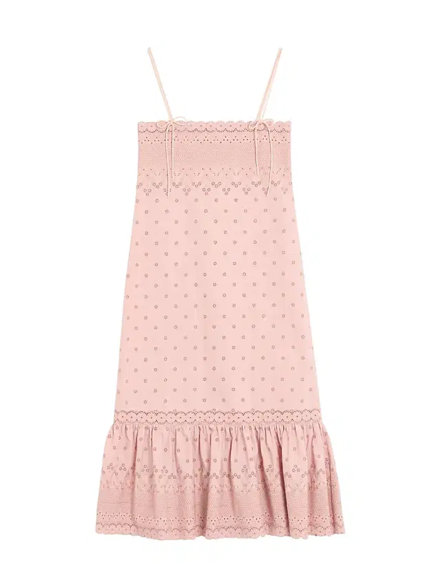 Valentino Garavani Women's Midi Dress in Sangallo with Fleur A Jours Margheritine - Pink