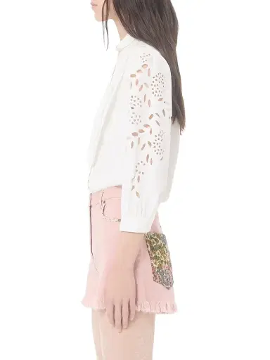 Valentino Garavani Women's Embroidered Poplin Shirt - White - Size 0 | Thumbnail 3