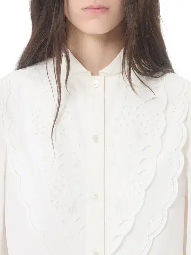 Valentino Garavani Women's Embroidered Poplin Shirt - White - Size 0 | Thumbnail 5