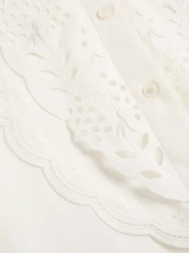 Valentino Garavani Women's Embroidered Poplin Shirt - White - Size 0 | Thumbnail 6