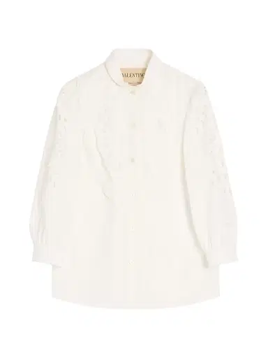 Valentino Garavani Women's Embroidered Poplin Shirt - White - Size 0 | Thumbnail 1