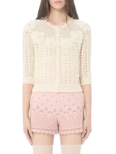 Valentino Garavani Women's Embroidered Cardigan - Birch - Size Large | Thumbnail 2