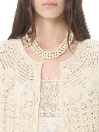 Valentino Garavani Women's Embroidered Cardigan - Birch - Size Large | Thumbnail 5