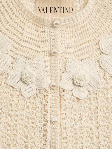 Valentino Garavani Women's Embroidered Cardigan - Birch - Size Large | Thumbnail 6