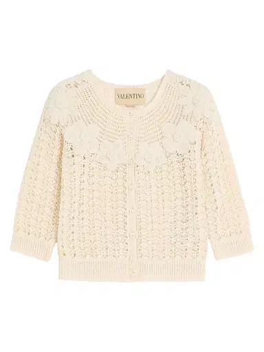 Valentino Garavani Women's Embroidered Cardigan - Birch - Size Large | Thumbnail 1