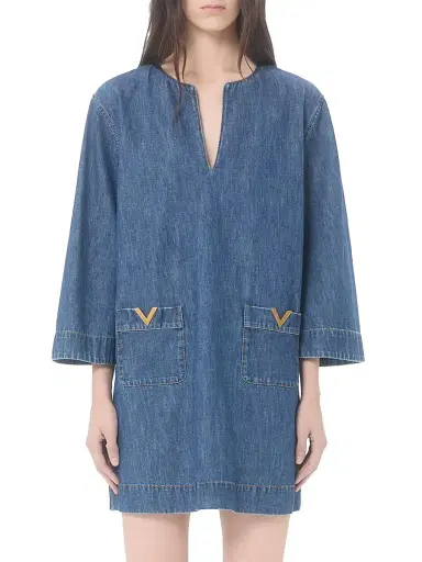 Valentino Garavani Women's Denim Chambray Dress - Blue - Size 0 | Thumbnail 2