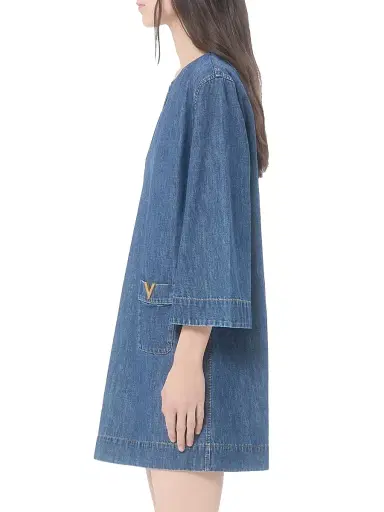 Valentino Garavani Women's Denim Chambray Dress - Blue - Size 0 | Thumbnail 3