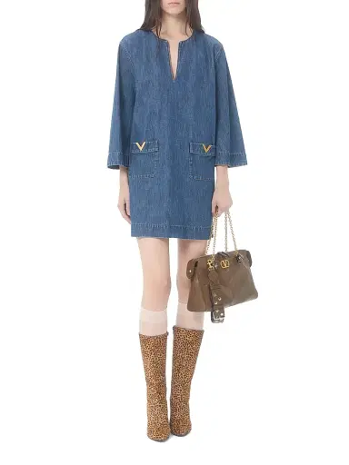 Valentino Garavani Women's Denim Chambray Dress - Blue - Size 0 | Thumbnail 7