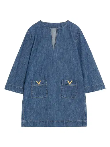 Valentino Garavani Women's Denim Chambray Dress - Blue - Size 0 | Thumbnail 1