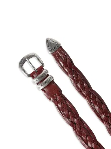 Brunello Cucinelli Men's Braided Calfskin Belt with Detailed Buckle and Tip - Tobacco | Thumbnail 3 Brunello Cucinelli Men's Braided Calfskin Belt with Detailed Buckle and Tip - Tobacco | Thumbnail 3