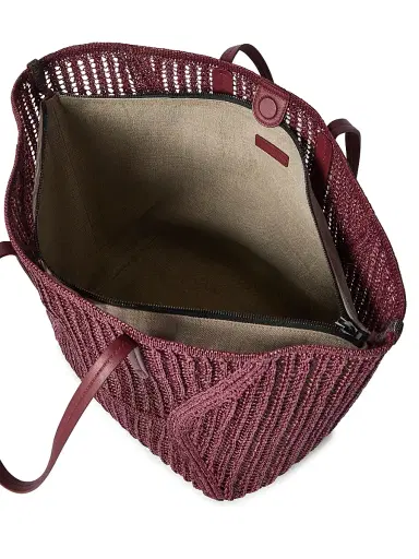 Brunello Cucinelli Women's Duo Tote Bag in Techno Raffia Knit with Monili - Red | Thumbnail 5