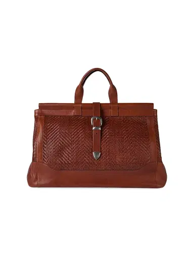Brunello Cucinelli Men's Braided Leather and Cowhide Doctor Bag - Cognac | Thumbnail 1 Brunello Cucinelli Men's Braided Leather and Cowhide Doctor Bag - Cognac | Thumbnail 1