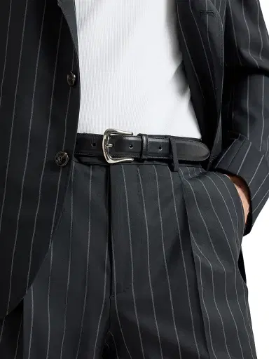 Brunello Cucinelli Men's Calfskin Belt - Black | Thumbnail 2 Brunello Cucinelli Men's Calfskin Belt - Black | Thumbnail 2
