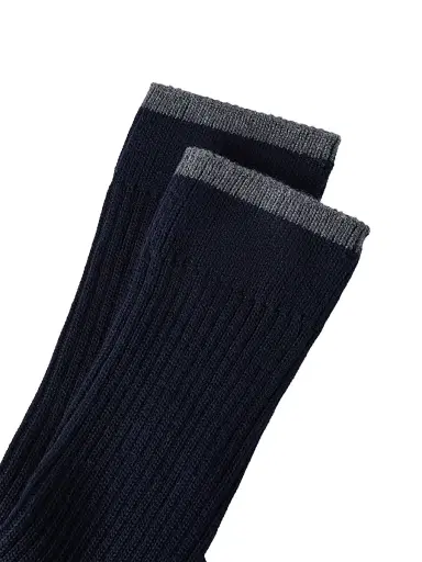 Brunello Cucinelli Men's Cotton Socks - Navy Blue | Thumbnail 2 Brunello Cucinelli Men's Cotton Socks - Navy Blue | Thumbnail 2