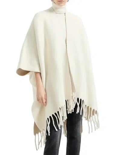 Brunello Cucinelli Women's Wool and Cashmere Reversible Double Knit Poncho - Panama | Thumbnail 2 Brunello Cucinelli Women's Wool and Cashmere Reversible Double Knit Poncho - Panama | Thumbnail 2