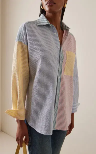 With Nothing Underneath Exclusive The Weekend Patchwork Striped Cotton-Seersucker Shirt | Thumbnail 3 With Nothing Underneath Exclusive The Weekend Patchwork Striped Cotton-Seersucker Shirt | Thumbnail 3