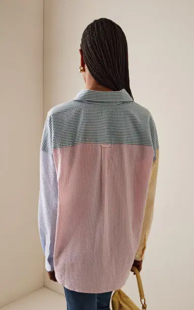 With Nothing Underneath Exclusive The Weekend Patchwork Striped Cotton-Seersucker Shirt | Thumbnail 4 With Nothing Underneath Exclusive The Weekend Patchwork Striped Cotton-Seersucker Shirt | Thumbnail 4