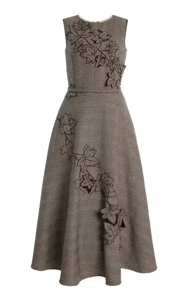 Embroidered Wool-Cashmere Midi Dress