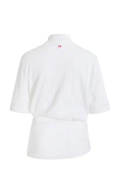 Victoria Beckham Twist Detail Cotton Polo Top | Thumbnail 3