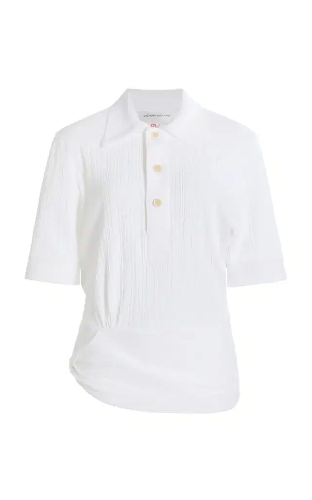 Victoria Beckham Twist Detail Cotton Polo Top