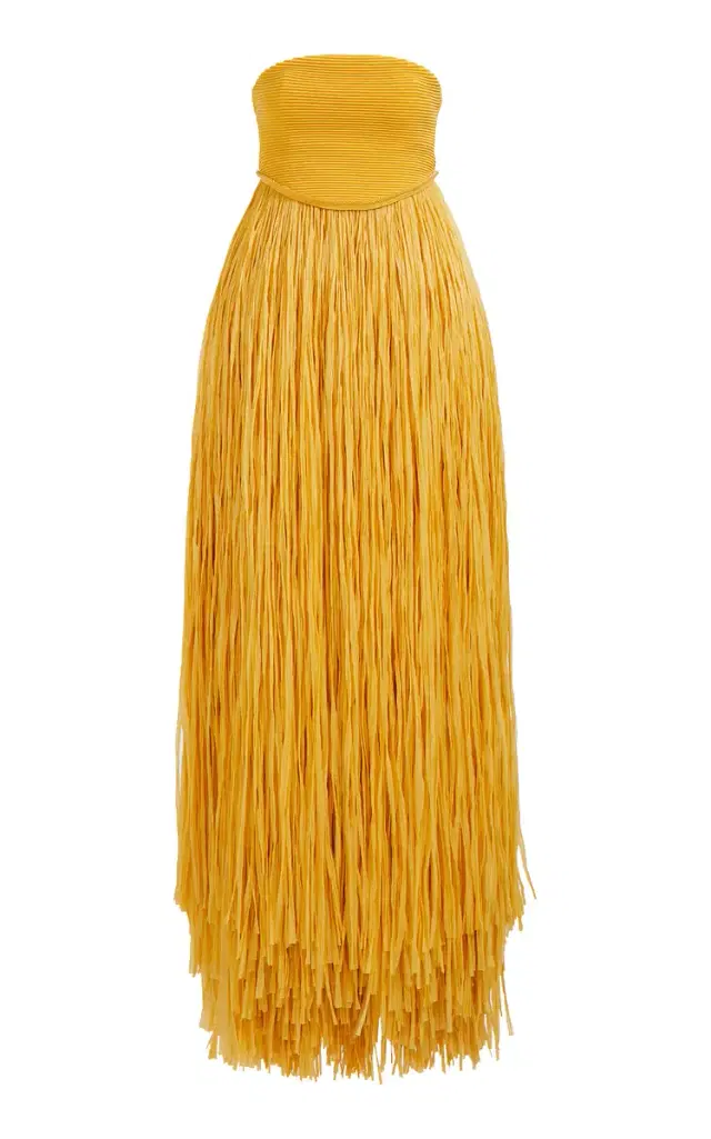 Florentia Raffia Fringe Maxi Dress