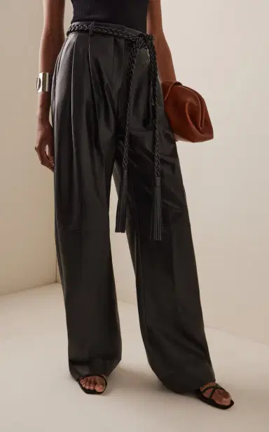 Carolina Herrera Belted Leather Wide-Leg Pants | Thumbnail 3