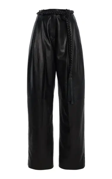 Carolina Herrera Belted Leather Wide-Leg Pants | Thumbnail 1