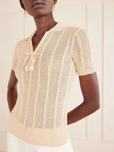 Valentino Garavani Pointelle-knit Cotton Polo Shirt | Thumbnail 5 Valentino Garavani Pointelle-knit Cotton Polo Shirt | Thumbnail 5