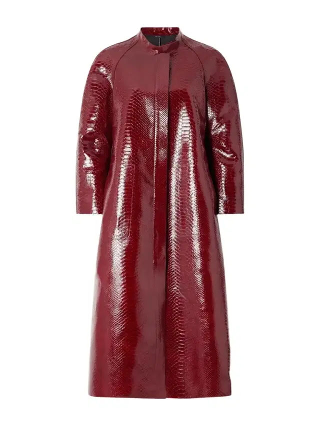 Snake-effect Leather Coat