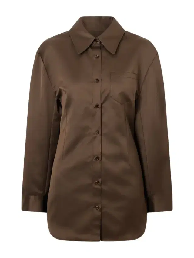 Akita Darted Satin Mini Shirt Dress
