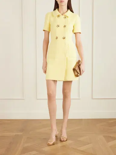 Oscar de la Renta Double-breasted Cotton-blend Tweed Mini Dress | Thumbnail 2